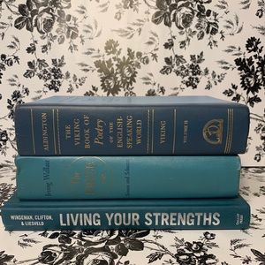 Set of 3 hardcover BLUE books, book decor stack